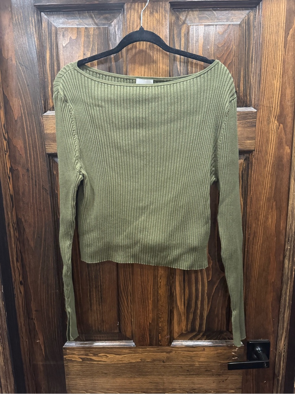 H&M Olive Ribbed Crewneck Pullover